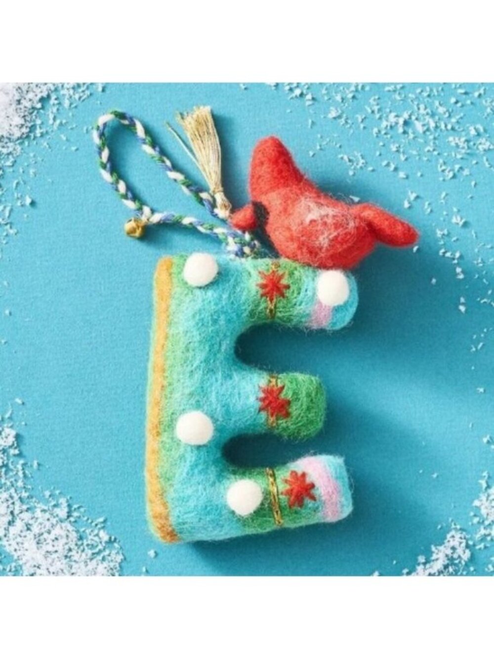 Anthropologie Forest Friends E Monogram Wool Felt Ornament NEW Christmas Holiday
